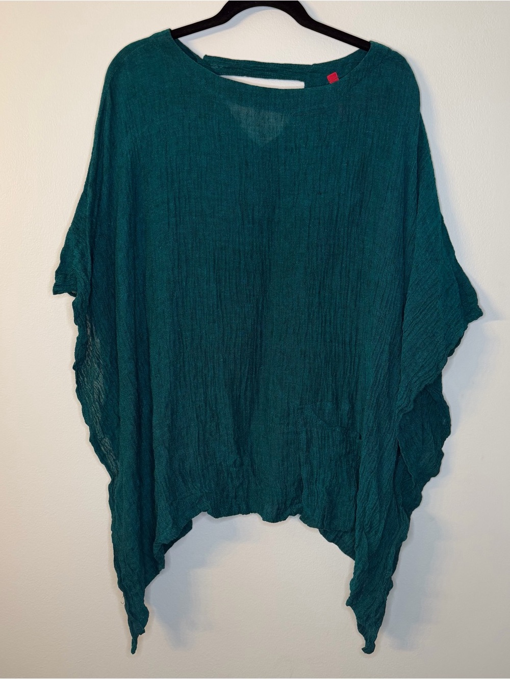 Connie K crinkle Poncho Tunic in deep green , M